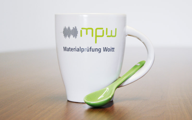 Tasse mit Aufdruck für Firma Woitt